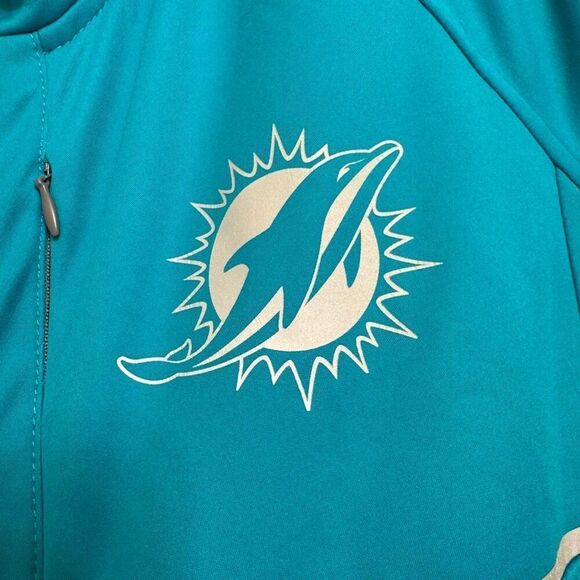 NFL Miami Dolphins Teal Soft Shell Light Hooded Zip Jacket Large NWT - Picture 4 of 9